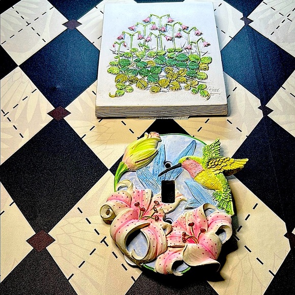 Vintage Light Switch Plate 3D Hummingbird + Collectible Joe Gantofta Tile - Picture 8 of 16